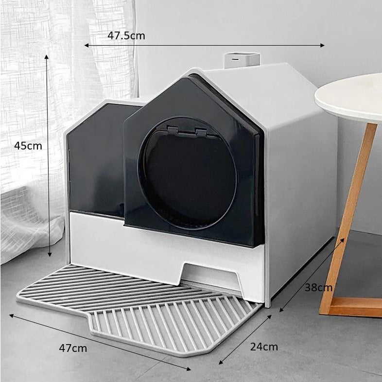 Large Cat Litter Box Full Enclosed Cat Litter Box Cat Toilet Cat Villa House Box Front Entrance Litter Box