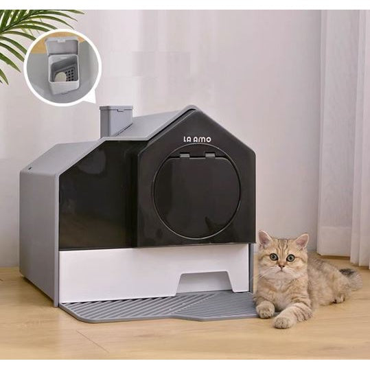 Large Cat Litter Box Full Enclosed Cat Litter Box Cat Toilet Cat Villa House Box Front Entrance Litter Box