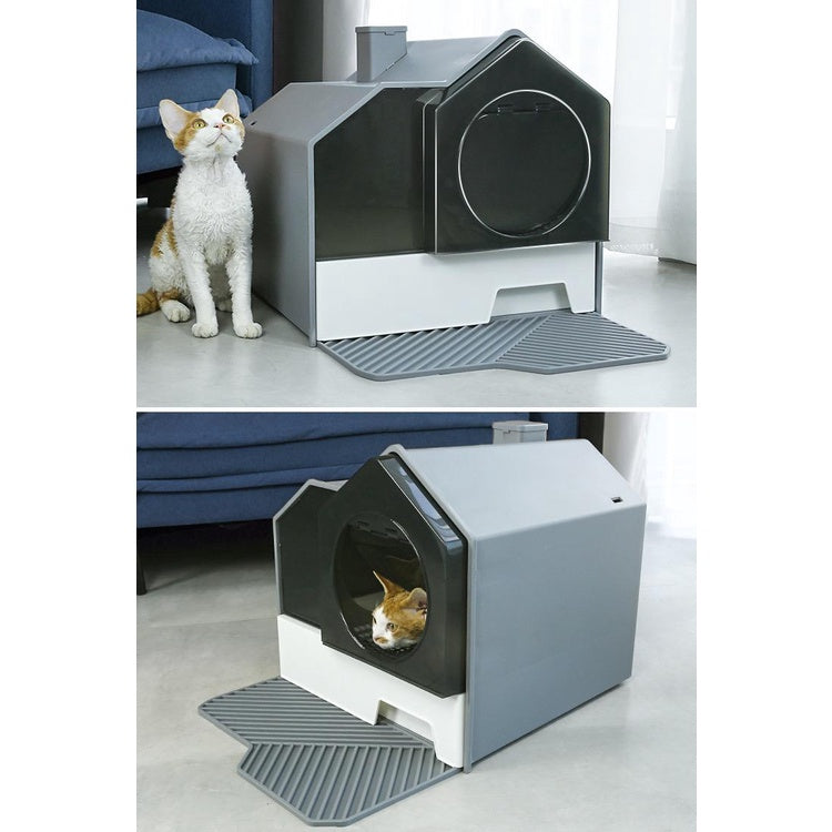 Large Cat Litter Box Full Enclosed Cat Litter Box Cat Toilet Cat Villa House Box Front Entrance Litter Box