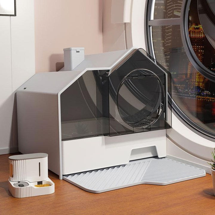 Large Cat Litter Box Full Enclosed Cat Litter Box Cat Toilet Cat Villa House Box Front Entrance Litter Box