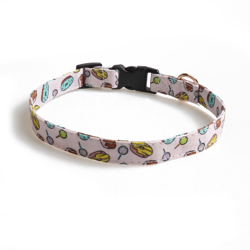 Amingg new pet dog collar bow dog dog collar pizza donut series factory direct sales