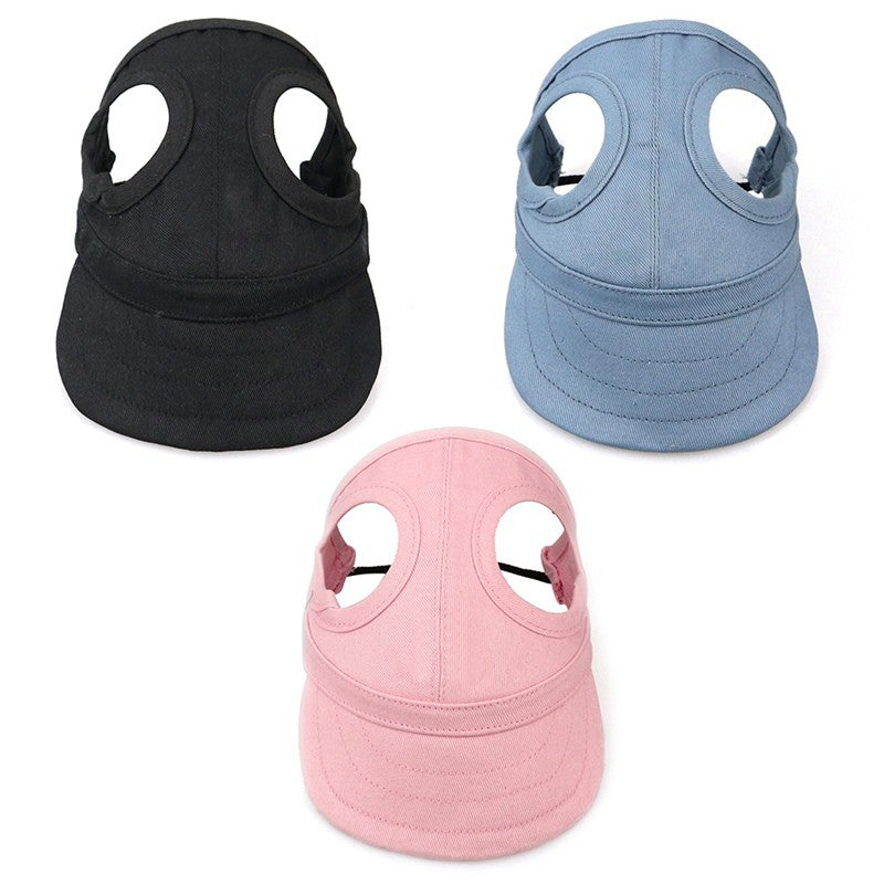 Pet Outdoor Hat Solid Colors Oxford Cloth Baseball Cap Designed Hole for Ears