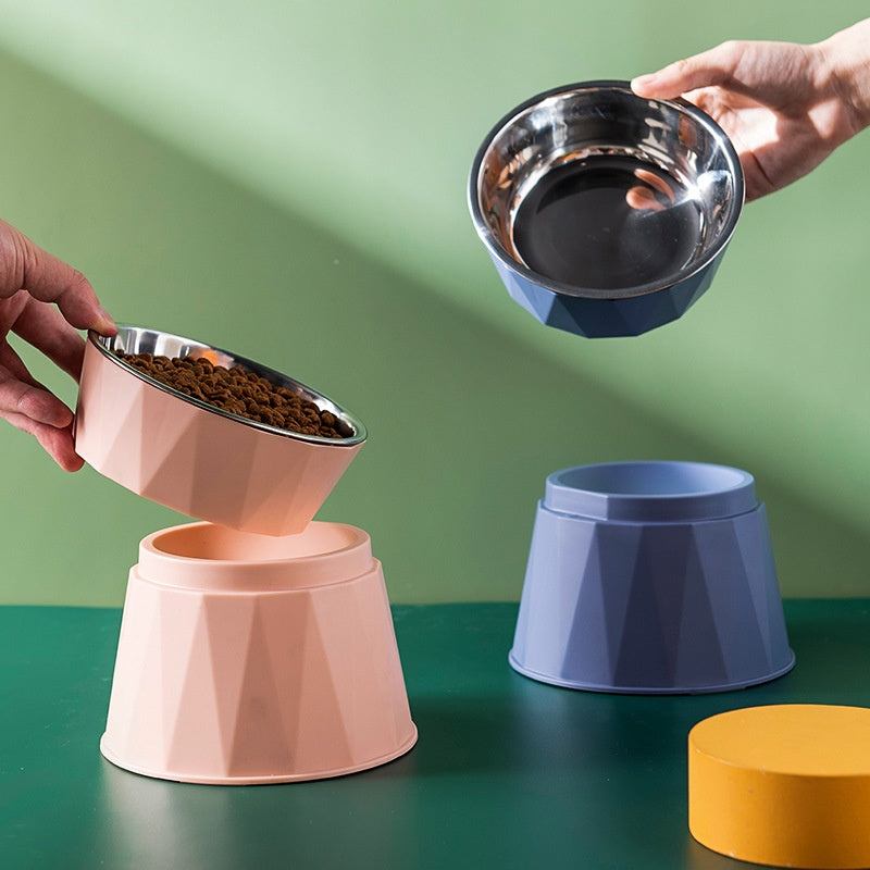 Cat Bowl Elevated Anti Ant High-Foot Neck Protection Pet Stainless Steel Not Black Chin Food