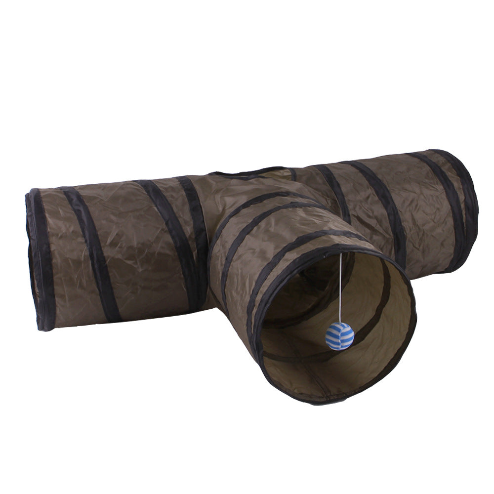 Manufacturers pet supplies cat paper three-way tunnel Zhiyi cat toy drill bucket foldable cat channel