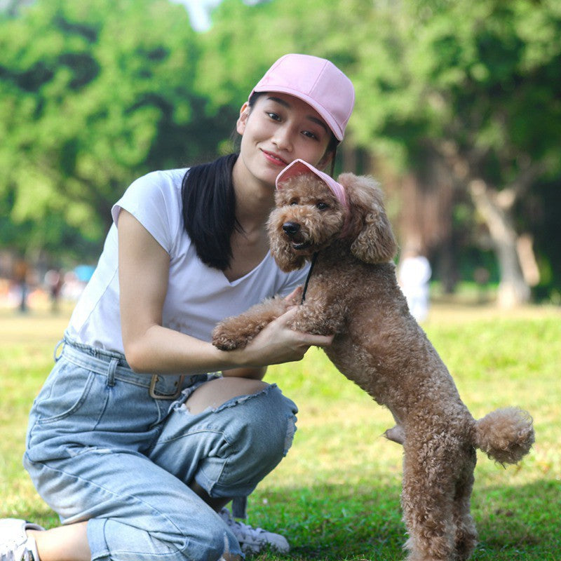Pet Outdoor Hat Solid Colors Oxford Cloth Baseball Cap Designed Hole for Ears