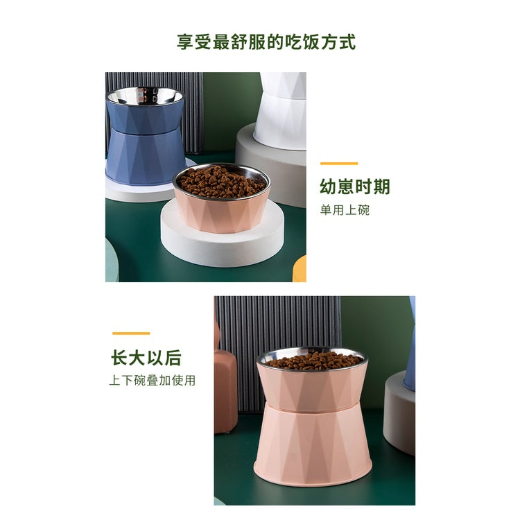 Cat Bowl Elevated Anti Ant High-Foot Neck Protection Pet Stainless Steel Not Black Chin Food