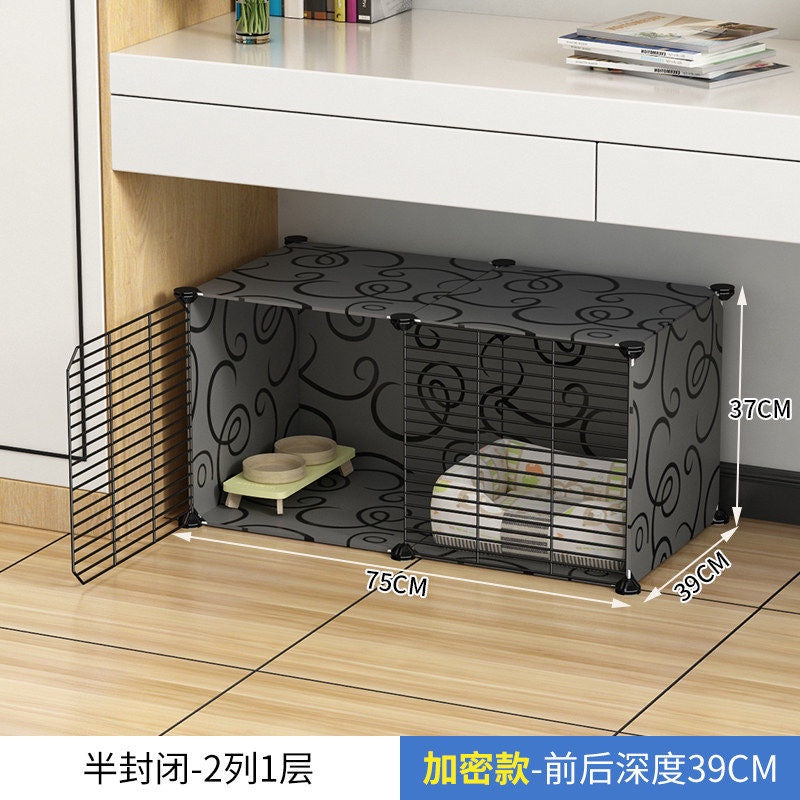 Cat Cage Home Indoor Kittens Cat House Cattery Encryption Semi-Closed Cat Cabinet Two-Layer Small Pet Cat Villa oGZ9