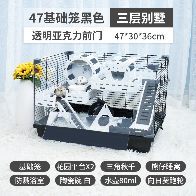 【In stock】Pet Shangtian hamster cage 47 basic cage Golden Bear super villa 60 acrylic hamster supplies set cage LUEZ