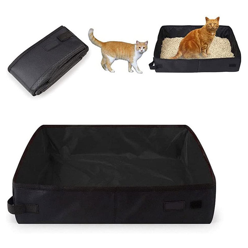 Portable Cat Toilet Foldable Litter Tray Box Easy To Fold And Store