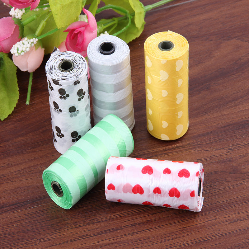 Pet garbage bag garbage bag mini garbage bag poop picking bag kitchen household flat garbage bag 15 pcs/roll trash can plastic bag pet supplies