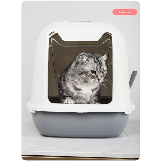 [SG INSTOCK] Large Enclosed Cat Litter Box/ Pet Extra Large Liter Box/Half Flip Door littler box for cat kitten pet