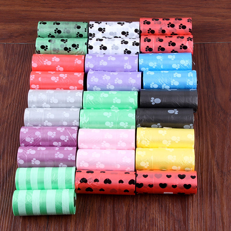 Pet garbage bag garbage bag mini garbage bag poop picking bag kitchen household flat garbage bag 15 pcs/roll trash can plastic bag pet supplies