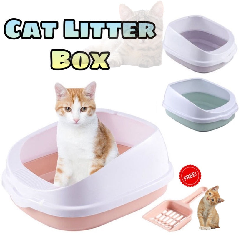 Cat Litter Box with Open Lid and Free Scoop / Open Cat Litter Box / Available Two Size