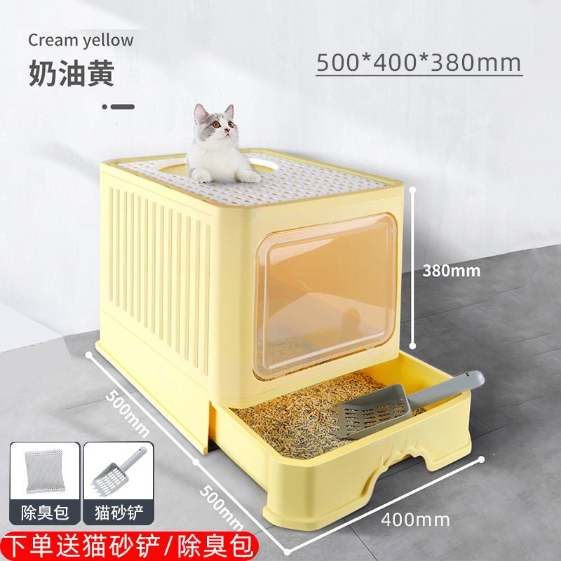 Pazazz Litter Box Semi-automatic Pet Cat Litter Box Fully Enclosed Anti-splash Litterbox