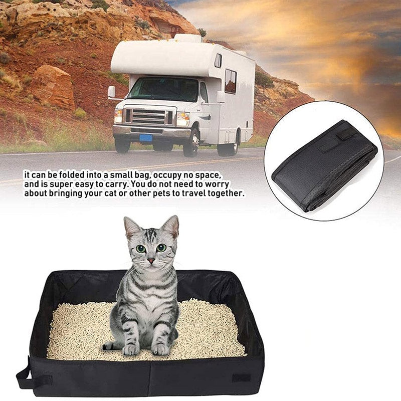 Portable Cat Toilet Foldable Litter Tray Box Easy To Fold And Store