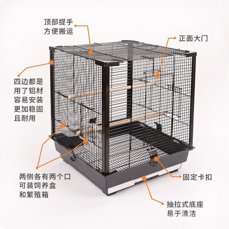 Yousou Luxury Square Aluminum Column Bird Cage Parrot Cage Tiger Skin Peony Xuanfeng Pearl Breeding Cage Spot Upgrade X0HX