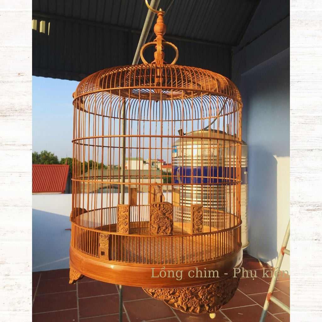 Birdcage, Bird Cage With Beautiful Motifs Old Bamboo Bird