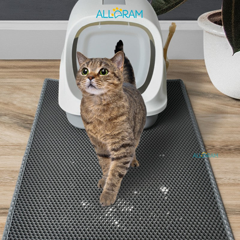 Alldram Square Cat Litter Mat  Cat Litter Mat Double Layer Waterproof Urine Proof Trapping Mat