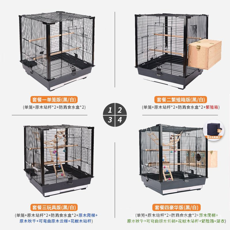 Yousou Luxury Square Aluminum Column Bird Cage Parrot Cage Tiger Skin Peony Xuanfeng Pearl Breeding Cage Spot Upgrade X0HX