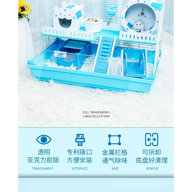 【In stock】Pet Shangtian hamster cage 47 basic cage Golden Bear super villa 60 acrylic hamster supplies set cage LUEZ