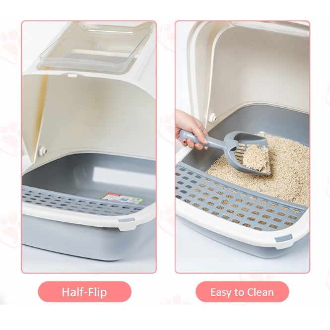 [SG INSTOCK] Large Enclosed Cat Litter Box/ Pet Extra Large Liter Box/Half Flip Door littler box for cat kitten pet