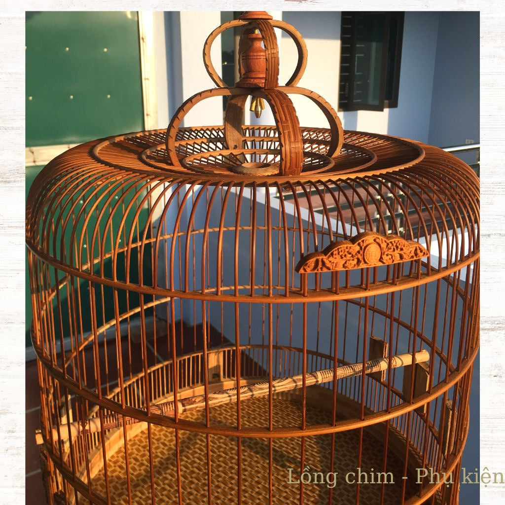 Birdcage, Bird Cage With Beautiful Motifs Old Bamboo Bird