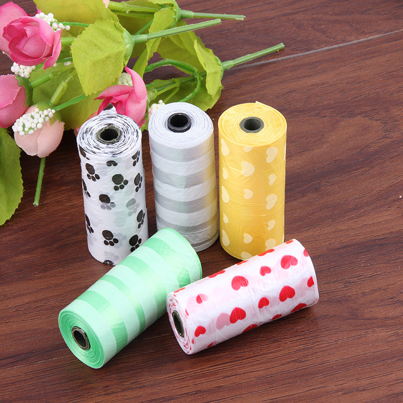 Pet garbage bag garbage bag mini garbage bag poop picking bag kitchen household flat garbage bag 15 pcs/roll trash can plastic bag pet supplies