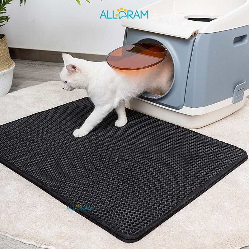 Alldram Square Cat Litter Mat  Cat Litter Mat Double Layer Waterproof Urine Proof Trapping Mat