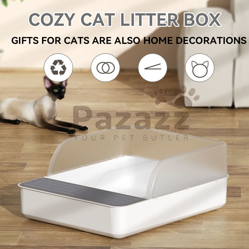 Pazazz Litter Box Semi-automatic Pet Cat Litter Box Fully Enclosed Anti-splash Litterbox