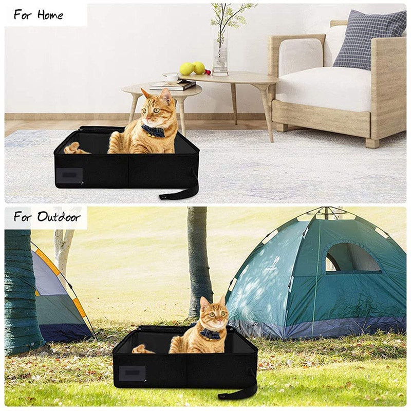 Portable Cat Toilet Foldable Litter Tray Box Easy To Fold And Store