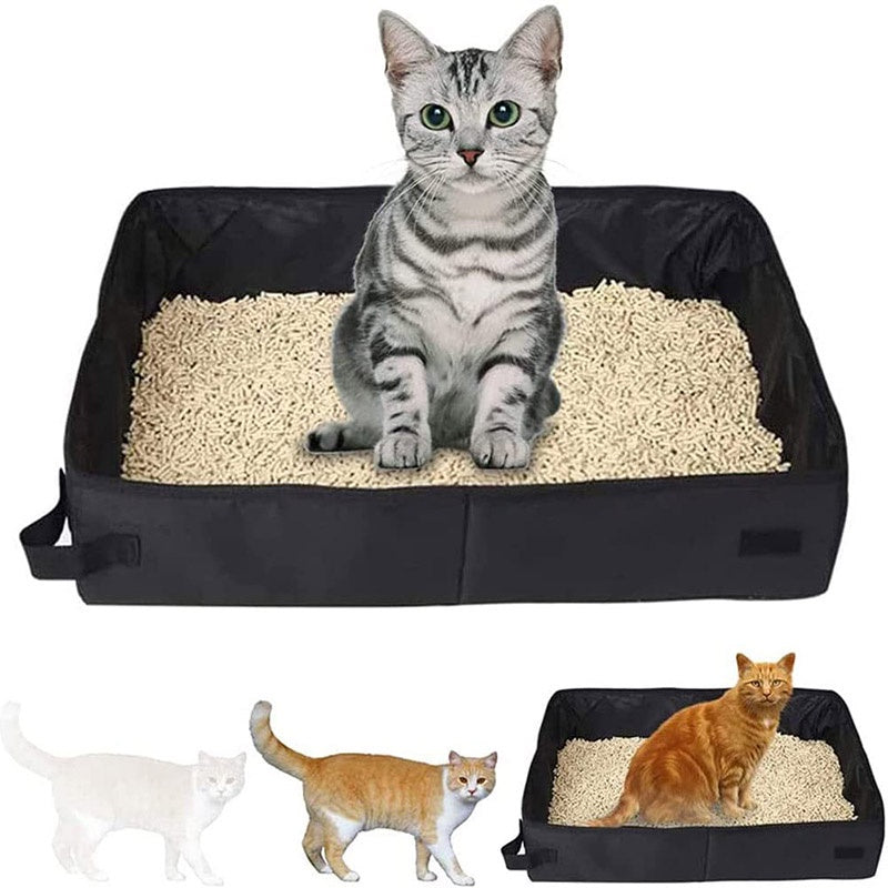 Portable Cat Toilet Foldable Litter Tray Box Easy To Fold And Store