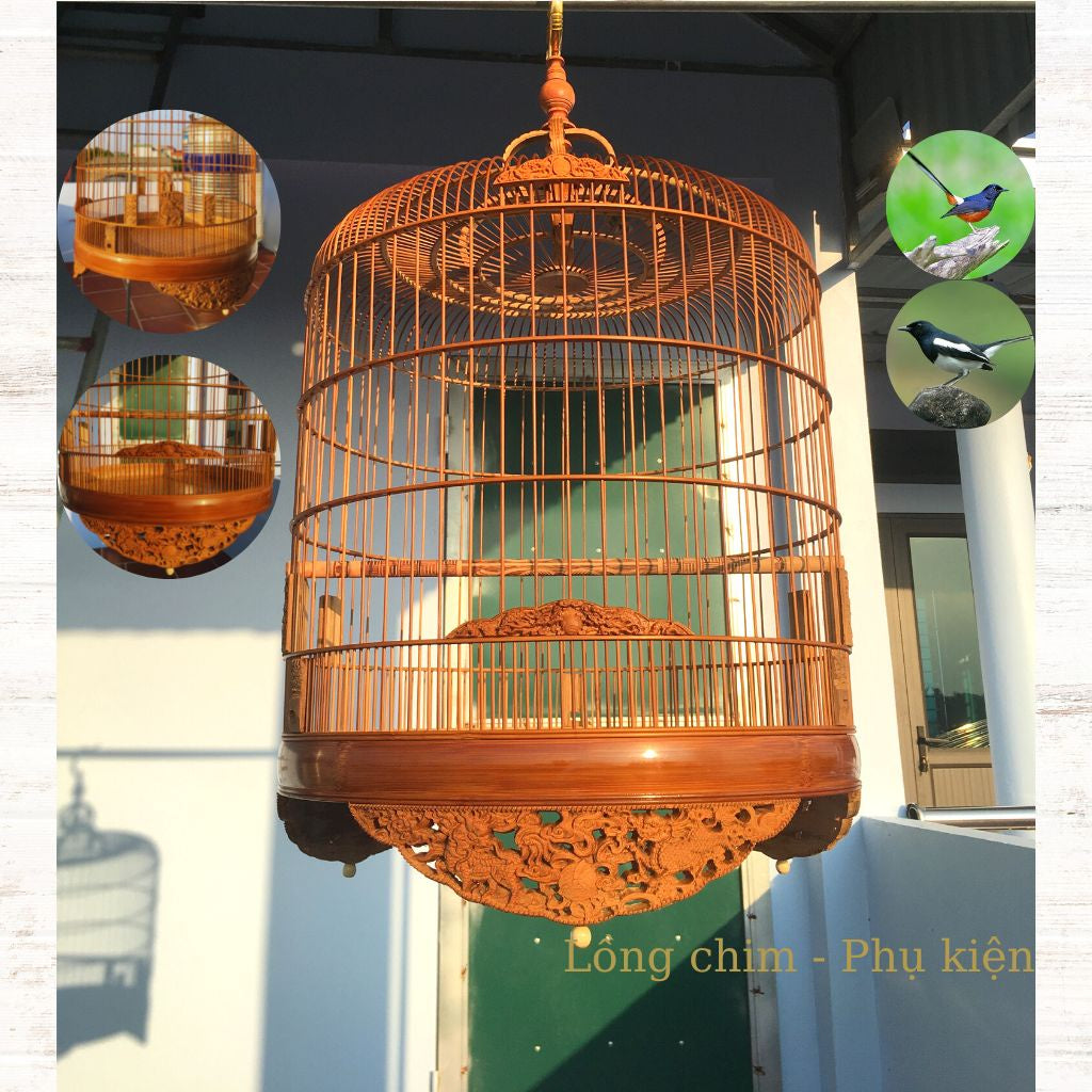 Birdcage, Bird Cage With Beautiful Motifs Old Bamboo Bird