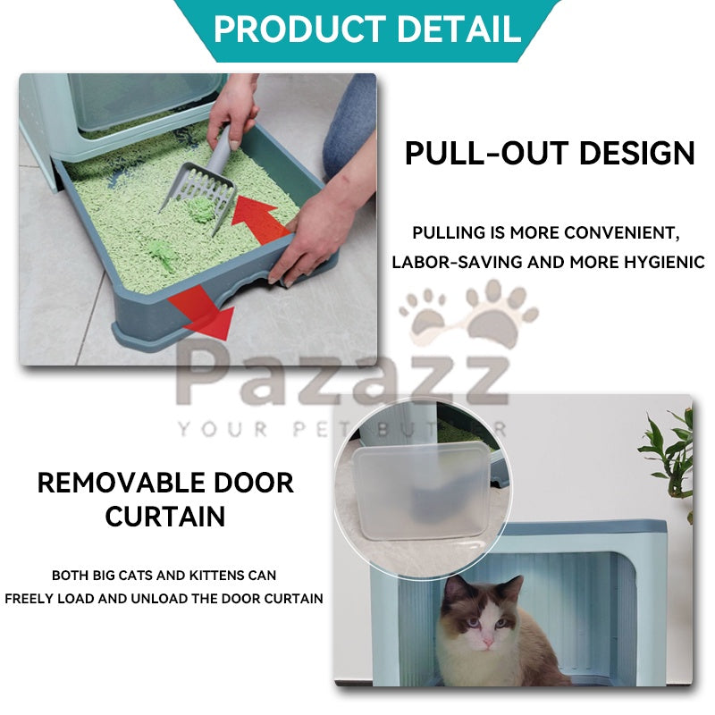 Pazazz Litter Box Semi-automatic Pet Cat Litter Box Fully Enclosed Anti-splash Litterbox