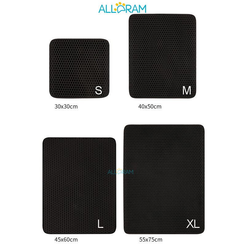 Alldram Square Cat Litter Mat  Cat Litter Mat Double Layer Waterproof Urine Proof Trapping Mat