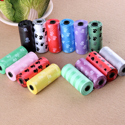 Pet garbage bag garbage bag mini garbage bag poop picking bag kitchen household flat garbage bag 15 pcs/roll trash can plastic bag pet supplies