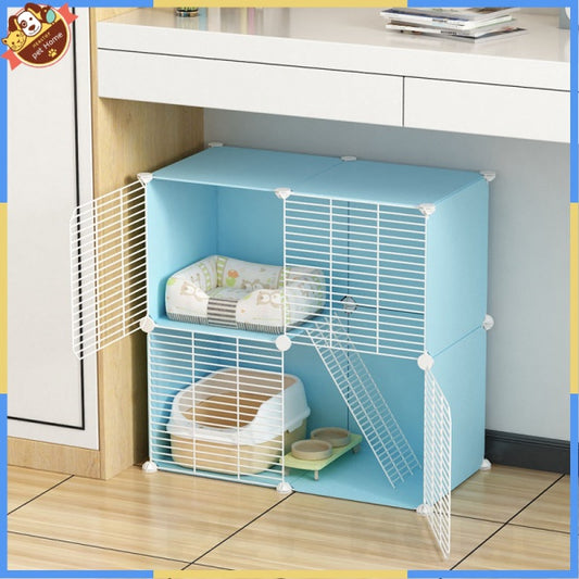 Cat Cage Home Indoor Kittens Cat House Cattery Encryption Semi-Closed Cat Cabinet Two-Layer Small Pet Cat Villa oGZ9