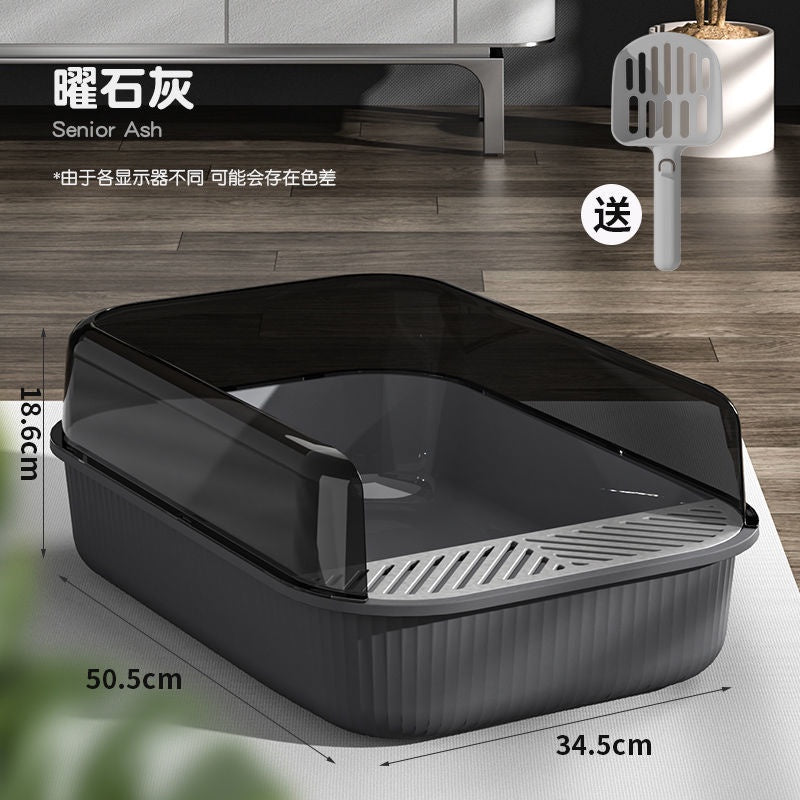 Pazazz Litter Box Semi-automatic Pet Cat Litter Box Fully Enclosed Anti-splash Litterbox