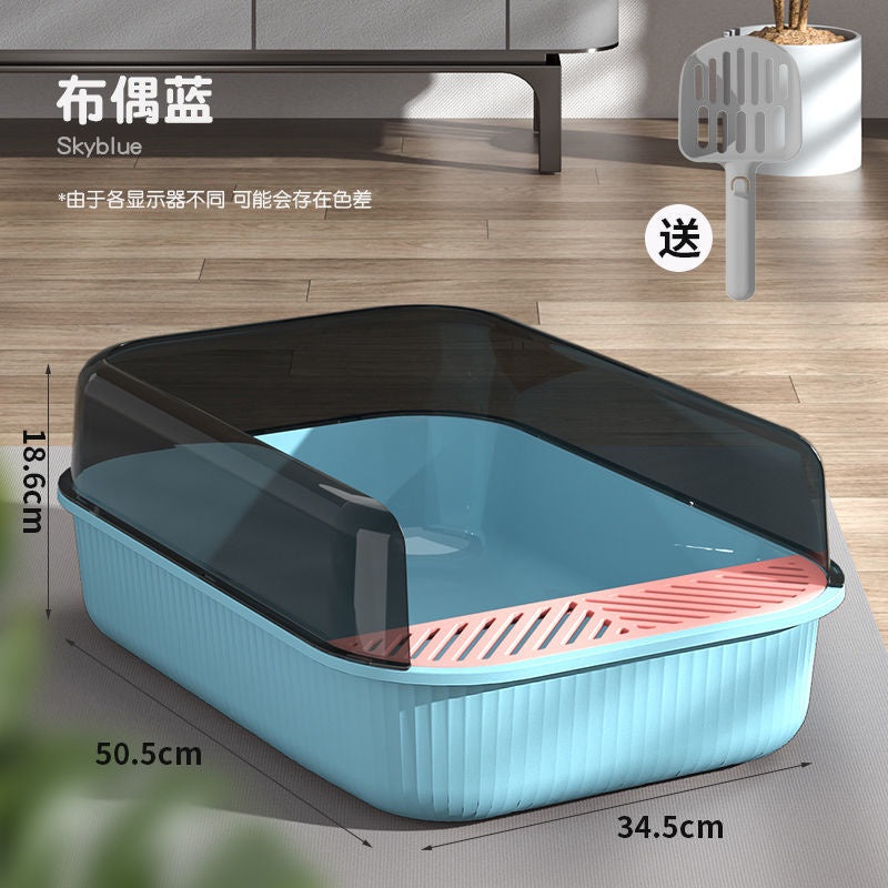 Pazazz Litter Box Semi-automatic Pet Cat Litter Box Fully Enclosed Anti-splash Litterbox