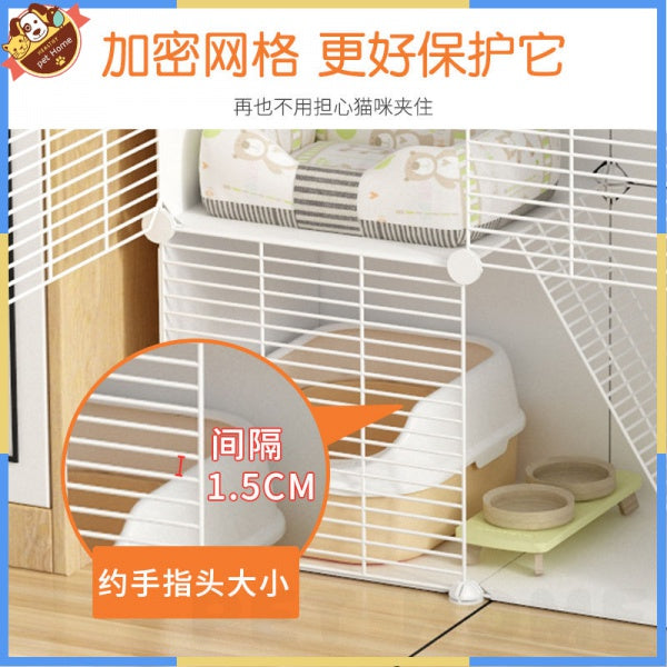 Cat Cage Home Indoor Kittens Cat House Cattery Encryption Semi-Closed Cat Cabinet Two-Layer Small Pet Cat Villa oGZ9