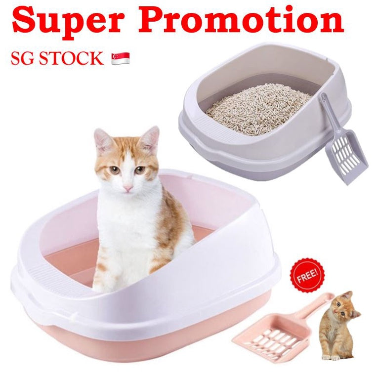 Cat Litter Box with Open Lid and Free Scoop / Open Cat Litter Box / Available Two Size