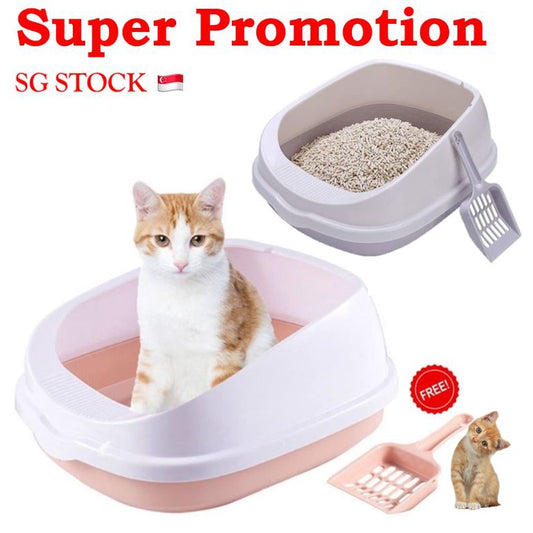 Cat Litter Box with Open Lid and Free Scoop / Open Cat Litter Box / Available Two Size