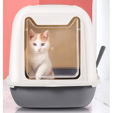 [SG INSTOCK] Large Enclosed Cat Litter Box/ Pet Extra Large Liter Box/Half Flip Door littler box for cat kitten pet