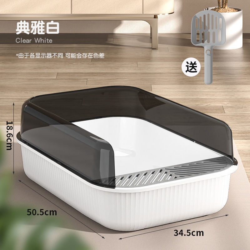 Pazazz Litter Box Semi-automatic Pet Cat Litter Box Fully Enclosed Anti-splash Litterbox