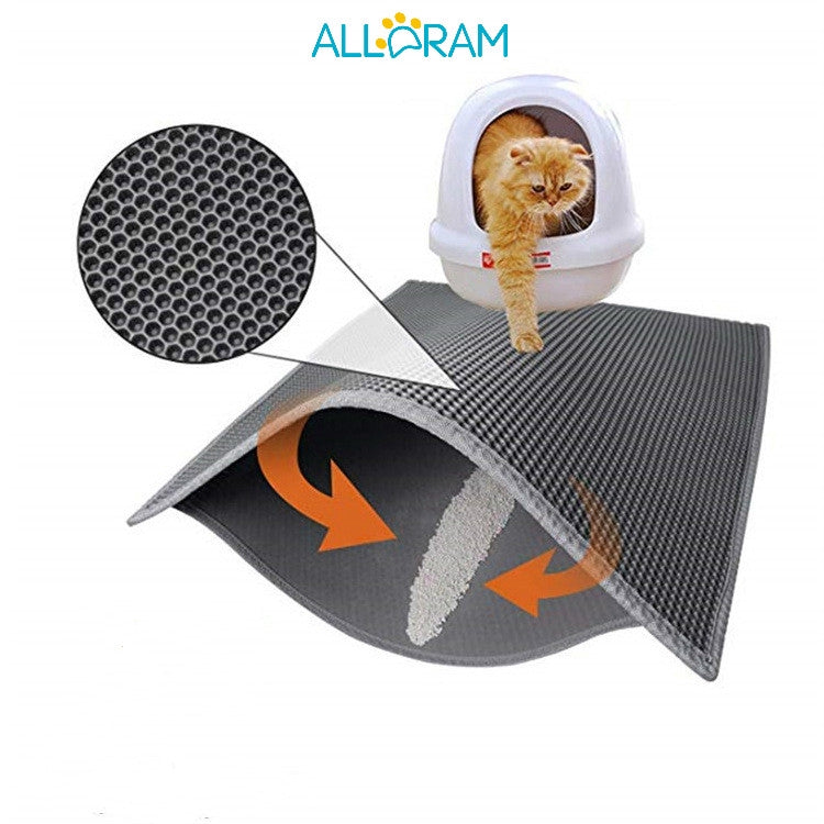 Alldram Square Cat Litter Mat  Cat Litter Mat Double Layer Waterproof Urine Proof Trapping Mat