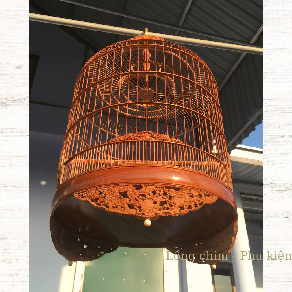 Birdcage, Bird Cage With Beautiful Motifs Old Bamboo Bird