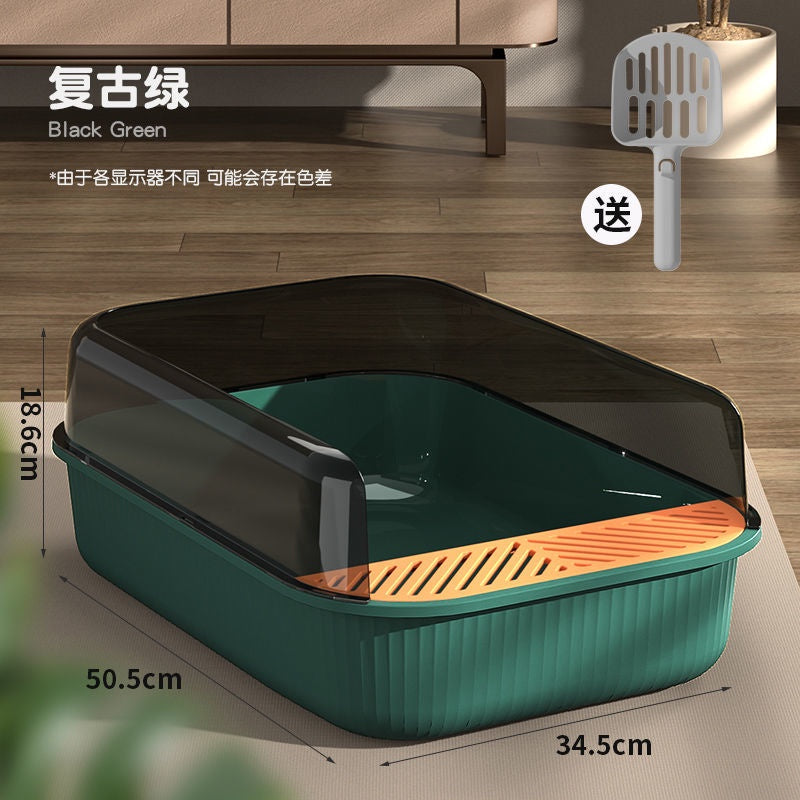 Pazazz Litter Box Semi-automatic Pet Cat Litter Box Fully Enclosed Anti-splash Litterbox