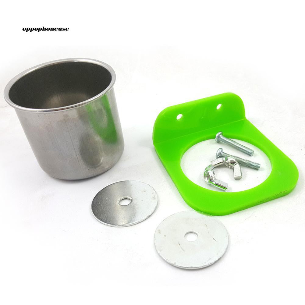 【OPHE】Stainless Steel Food Water Feeding Bowl Cup Bird Parrot Feeder Pet Cage Supplies