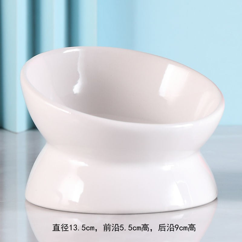 Cat Bowl Protection Cervical Spine Bowl Rice Bowl Pet Supplies- / Cat Bowl Ceramic Gold Food Basin Dog Basin Cat Rice Basin Protection Cervical Anti-Tumble the Bevel-End Steel Water Bowl Pet Tableware Set