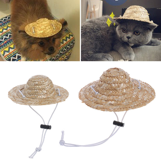 Hawaiian Style Pet Sombrero Hat Dog Cat Hat Small/Large Diameter 14cm 16cm