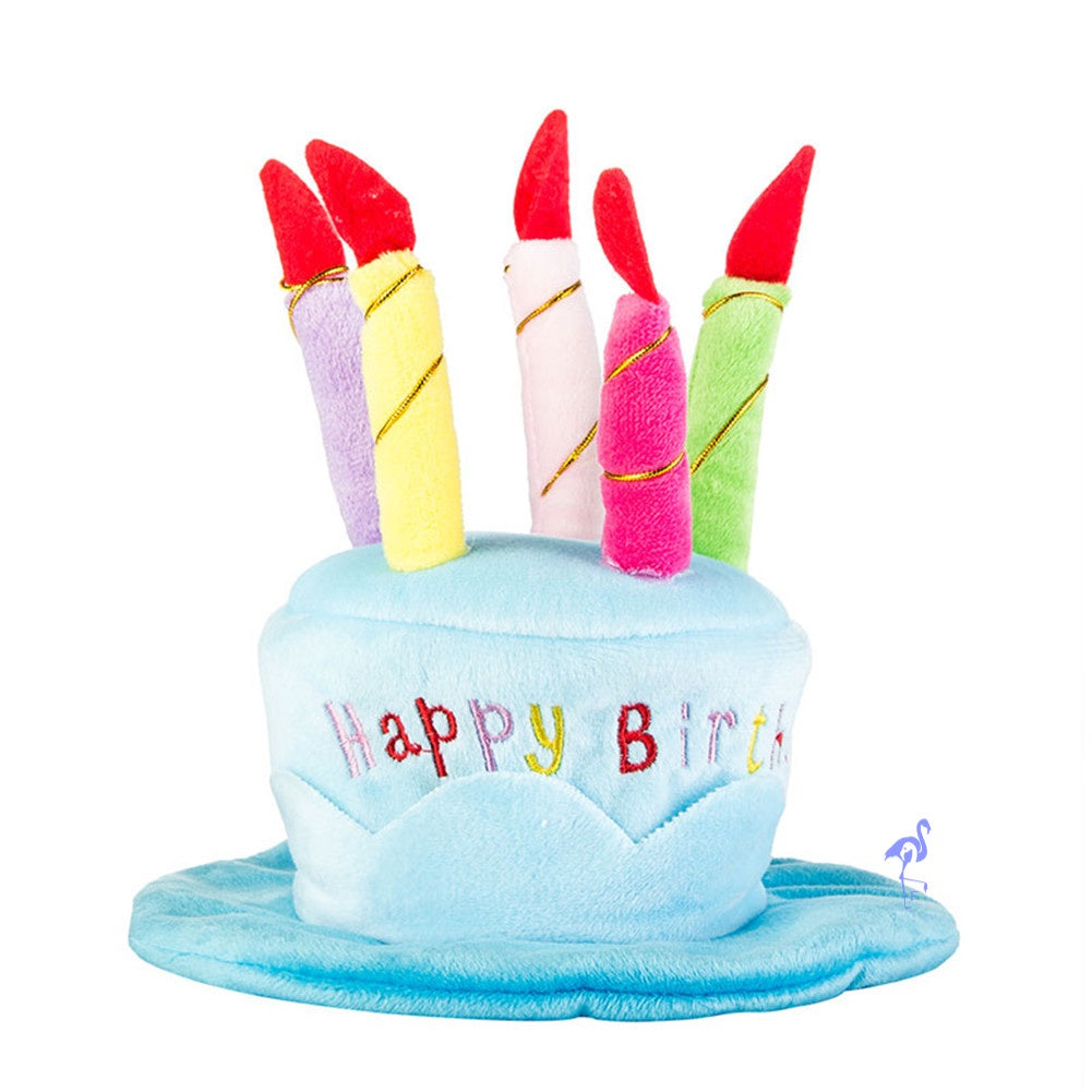 Cute Dog Cat Birthday Cake Hat Pet Cap Pet Hat with 5 Color Candles Design Party Accessory